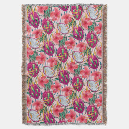 Cobertor Fruta Dragão Floral Tropical Moderno Palma Verde