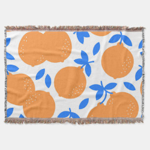 Cobertor Fruta Laranja: Padrão Infinito De Balança Azul.