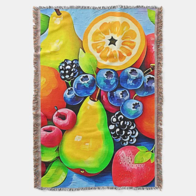 Cobertor Fruta vibrante e vida estática (Frente Vertical)