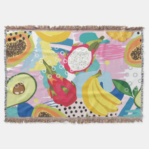 Cobertor Frutas Tropicais, Padrão De Vintage Invisível.
