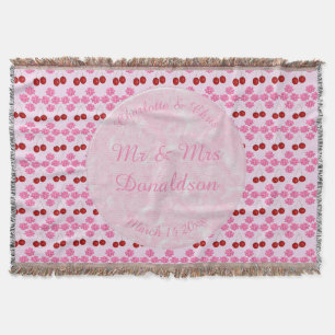 Cobertor Frutos e cerejas do Casamento da primavera cor-de-