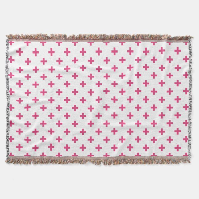 Cobertor Fuchsia polka cruza em branco (Frente)