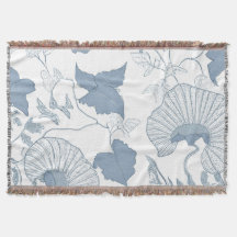 Fundo Branco Delicar Flores Azuis Japonesas