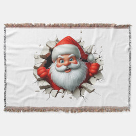 Cobertor Funny 3D Santa Claus Christmas Holiday Design