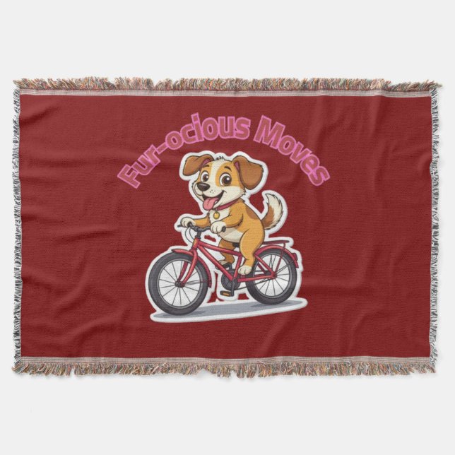 Cobertor **Funny Cycling Dog – Cute Dog Riding a Bicycle Il (Frente)