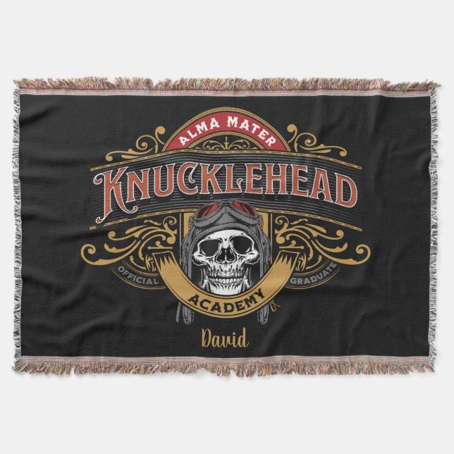 Cobertor FunnyVintage Knucklehead Academia Skull (Frente)