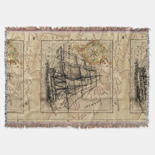 Cobertor Fuzileiro naval náutico da vela antiga do navio d