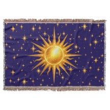 Galáxia Sol e Estrelas Falso Ouro Azul Marinho