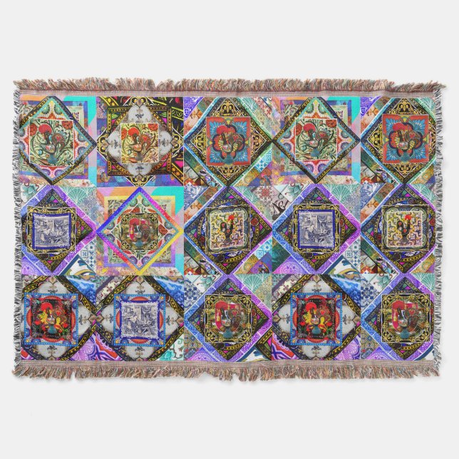 COBERTOR GALO DE BARCELOS, PORTUGUÊS FOLK ART (Frente)