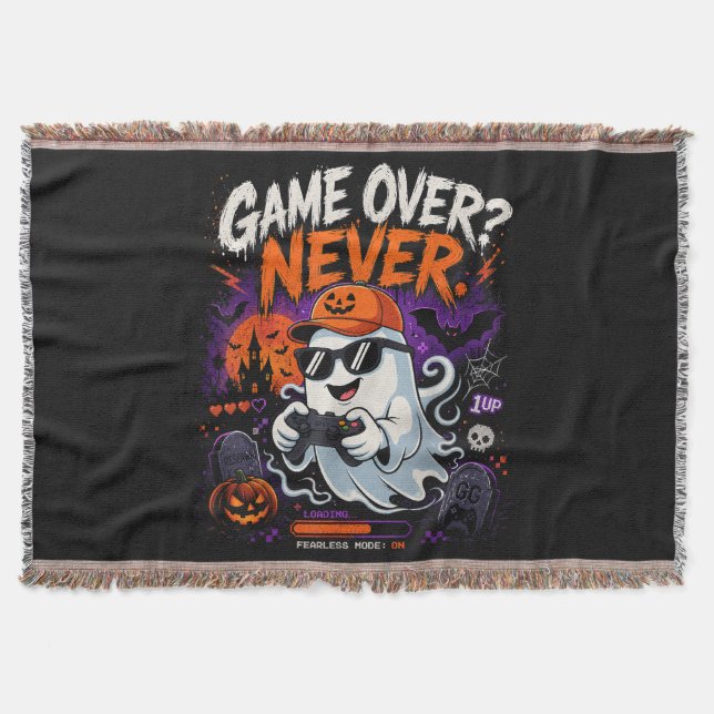 Cobertor Game Over Nunca Divertido Fantasma de Halloween pa (Frente)