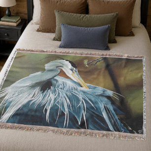 Cobertor Garça Azul Elegante Vida Selvagem Ave Natureza