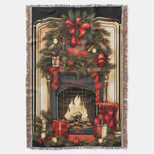 Cobertor Garland, Lareira Dourada e vermelha, da Vintage em