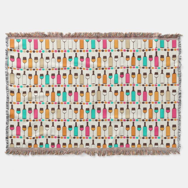 Cobertor Garrafas e vidros de vinho retros (Frente)