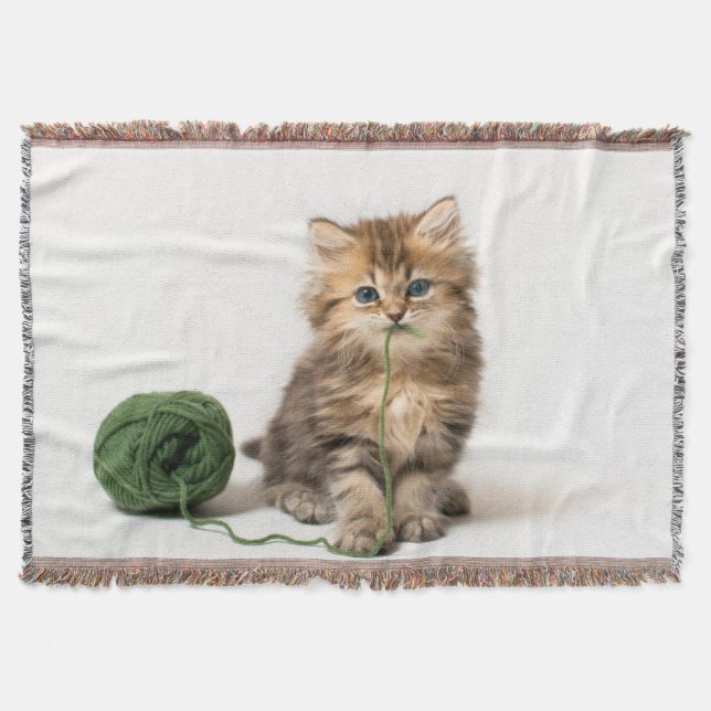 Cobertor Gatinho com fio verde (Frente)