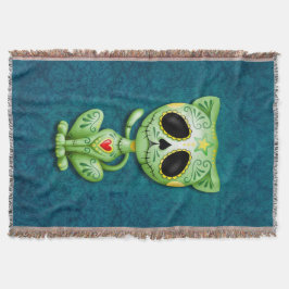 Cobertor Gatinho verde do açúcar do zombi