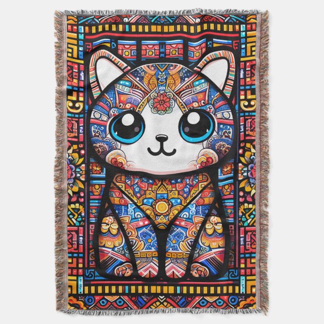 Cobertor Gato Bonito com Charme de Padrão Tradicional (Frente Vertical)