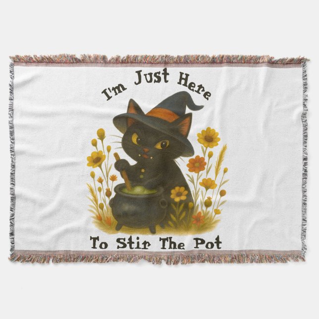 Cobertor Gato de Halloween - Só estou aqui para agitar o Po (Frente)