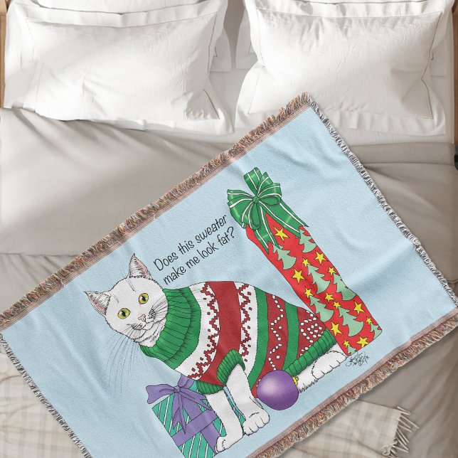 Cobertor Gato Engraçado de Natal Feio (Criador carregado)