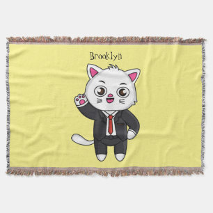 Cobertor Gato gatinho bonito em desenho animado de terno