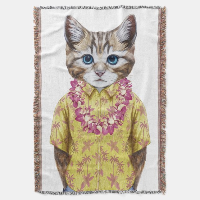 Cobertor Gato havaiano do gatinho (Frente Vertical)