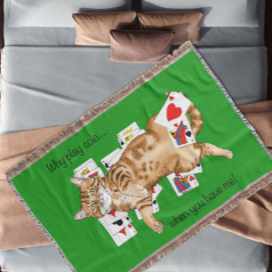 Cobertor Gato Laranja Listrado Engraçado Jogando Paciência