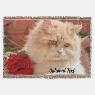 Cobertor Gato Persa com Rosa vermelha