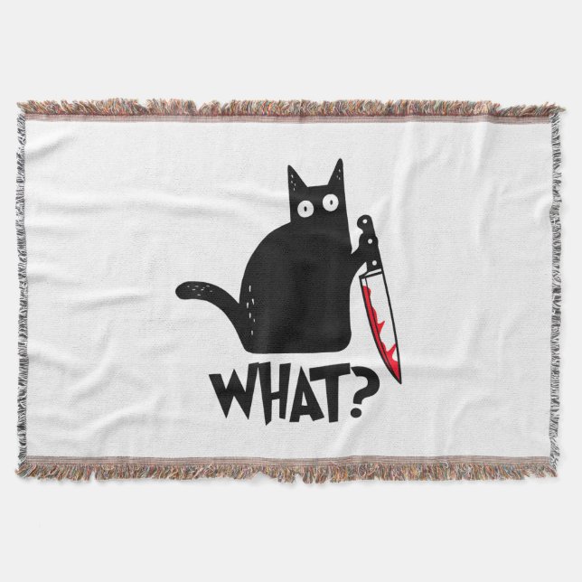Cobertor Gato Que_ Engraçado Gato Preto  (Frente)