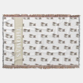 Cobertor Gato Tabby Personalizado (Cinza) Bege e Branco