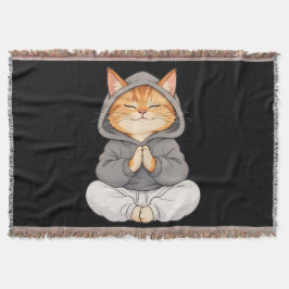 Cobertor Gato Zen com Capuz – Gato de Desenho Animado Fofo 