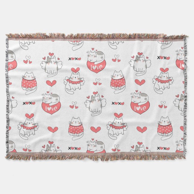 Cobertor Gatos do dia de os namorados (Frente)
