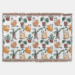 Cobertor Gatos e flores para desenho de linhagens
