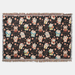 Cobertor Gatos Sortudos Maneki Neko Padrão