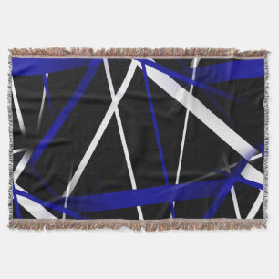 Cobertor Geometria Urbana Preto Branco Azul Real