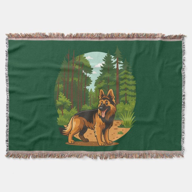 Cobertor German Shepherd Forest Adventure Dog  (Frente)
