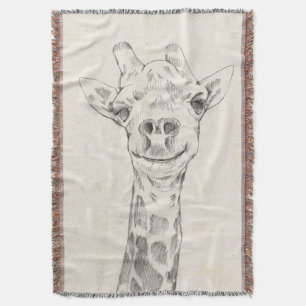 Cobertor Giraffe Portrait Sketch