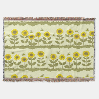 Cobertor Girassóis, abelhas, lindos padrões sem costura.