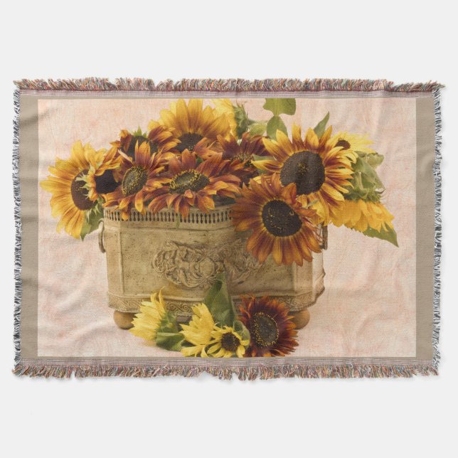 Cobertor Girassóis De Laranja No Soquete De Tin (Frente)