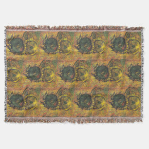 Cobertor Girassóis de Van Gogh - Arte Floral Dourada Vintag