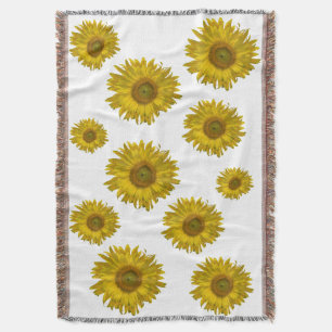 Cobertor Girassóis espalhados pelo amarelo em branco