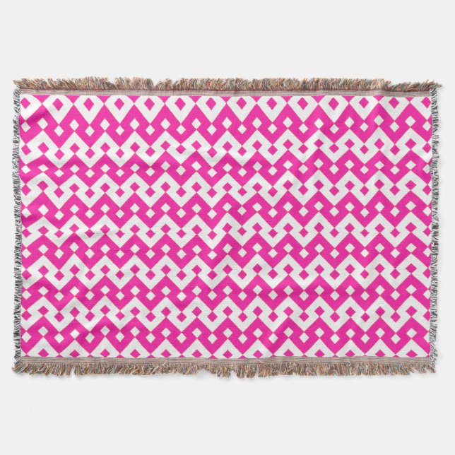 Cobertor Girlie Candy Pink e Chevrons Brancos Jogam Banquet (Frente)