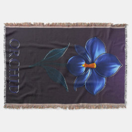 Cobertor Glänzende Blaue Orchidee – Botanische Kunst