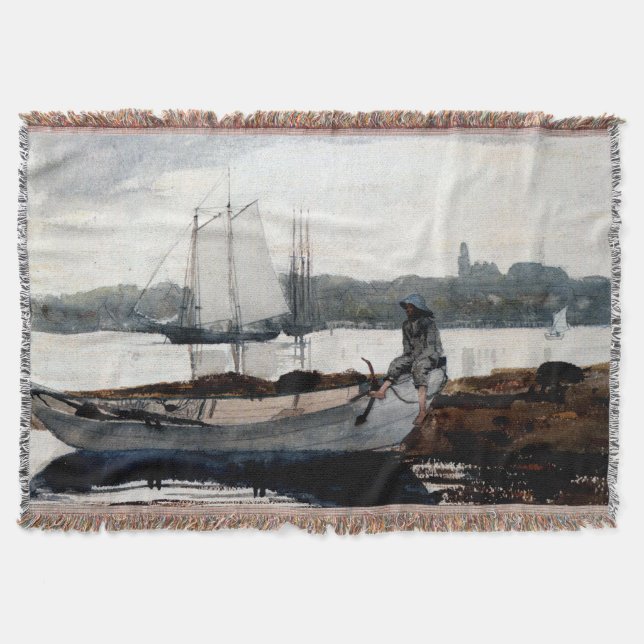 Cobertor Gloucester Harbour e Dory Winslow Homer 1880 (Frente)