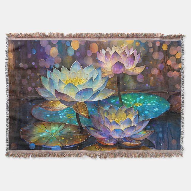 Cobertor Glowing Lotus Flowers Trio (Frente)