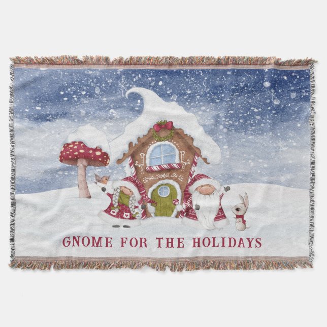 Cobertor Gnomo vermelho e branco para os feriados (Frente)