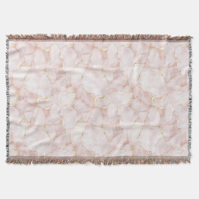 Cobertor Gold Blush Pink Rose Petals Floral   (Frente)