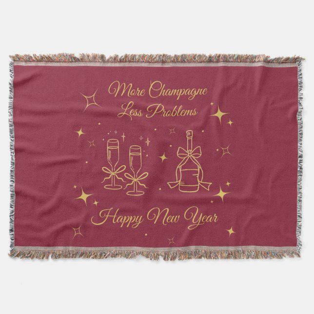 Cobertor Gold Line Art New Year Design (Frente)