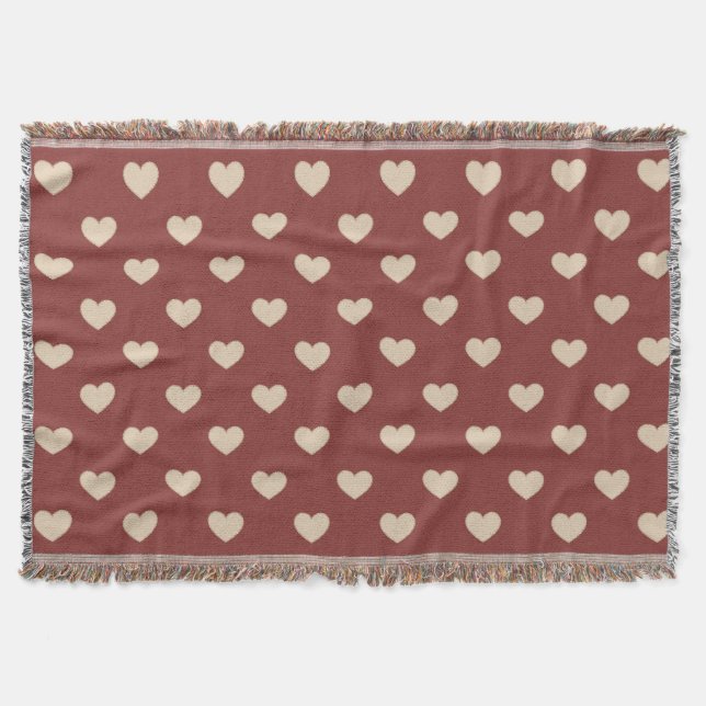 Cobertor Gold Red Cream Glitter Hearts  (Frente)
