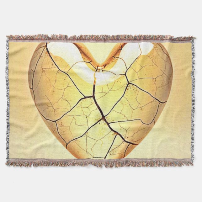 Cobertor Golden Cracked Heart Art (Frente)