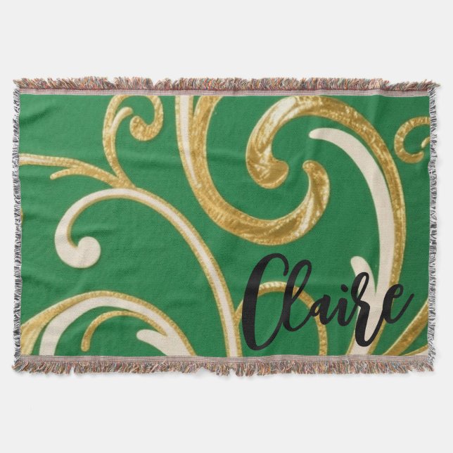 Cobertor Golden Elegance Moss Green pattern (Frente)