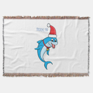 Cobertor Golfinho bonito com desenho animado de Papai Noel